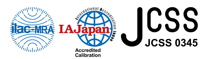 国際MRA対応JCSS認定シンボル画像。JCSS 0345は、当校正室の認定番号です。